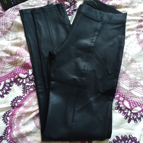 Waxed-coated- wet look legging - Navy- Zara - Picture 1 of 6